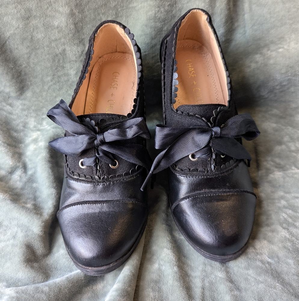 Chase + Chloe Dora-7 Black Size 6 Women's Oxford Heels - Picture 3 of 6